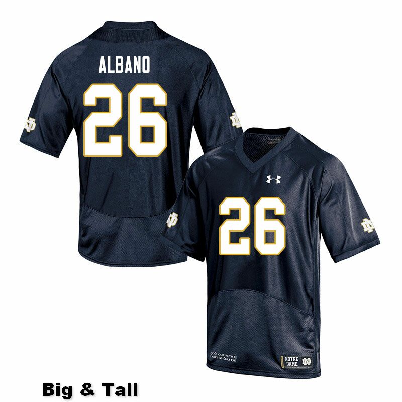 Men's NCAA Notre Dame Fighting Irish #26 Leo Albano Stitched College Under Armour Authentic Navy Big & Tall Football Jersey WX10A17AY